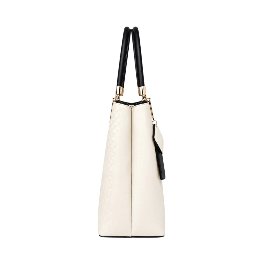 Lomx Elegant White Leather Fashion Handbag