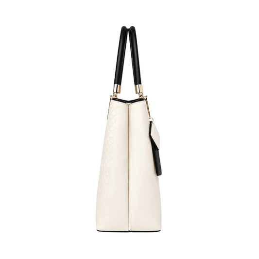Lomx Elegant White Leather Fashion Handbag