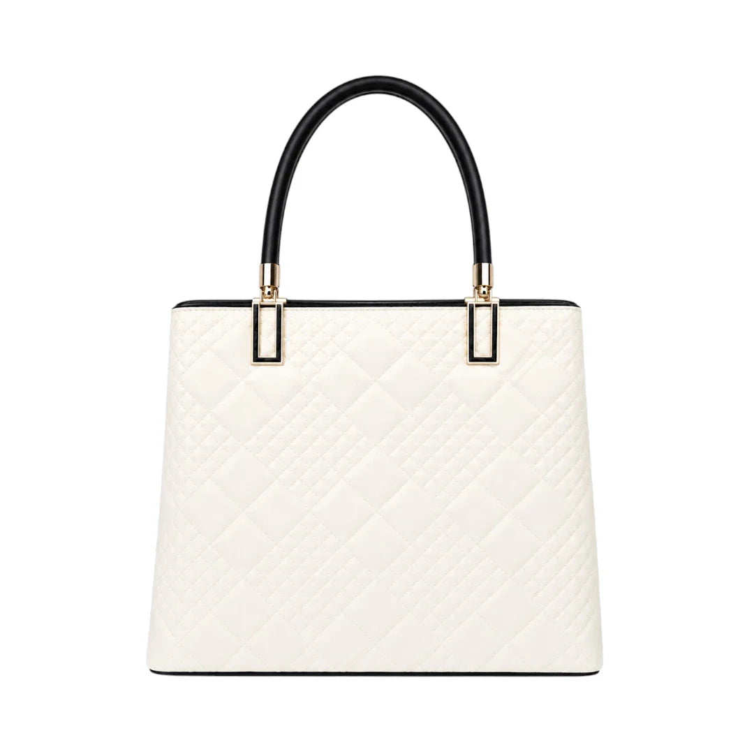 Lomx Elegant White Leather Fashion Handbag